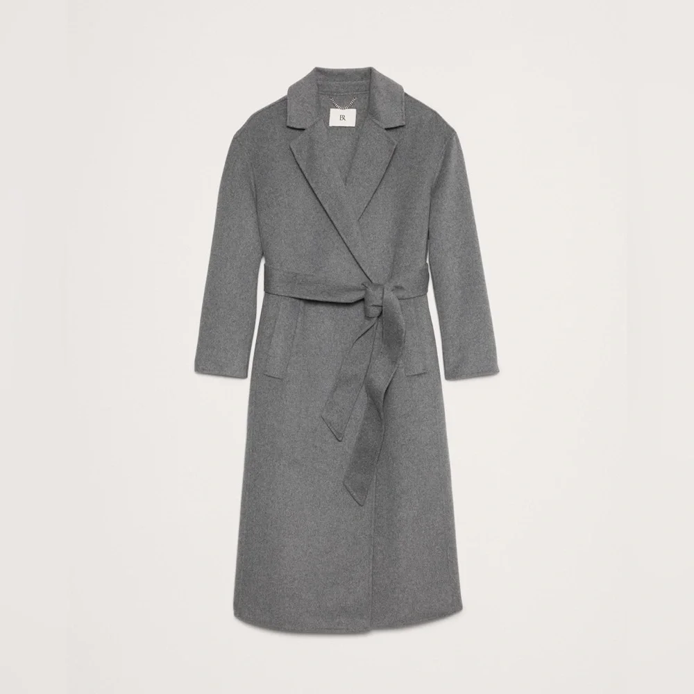 NWT! Banana Republic Black DOUBLE-FACED WRAP COAT 🔹 - Picture 4 of 11